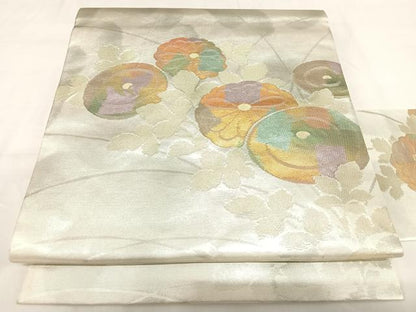 平和屋着物◎九寸名古屋帯 光琳菊 金銀糸 正絹 逸品 AABH0286yx