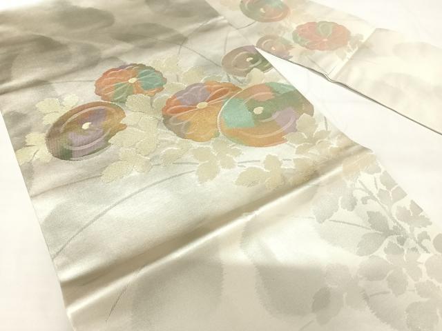 平和屋着物◎九寸名古屋帯 光琳菊 金銀糸 正絹 逸品 AABH0286yx