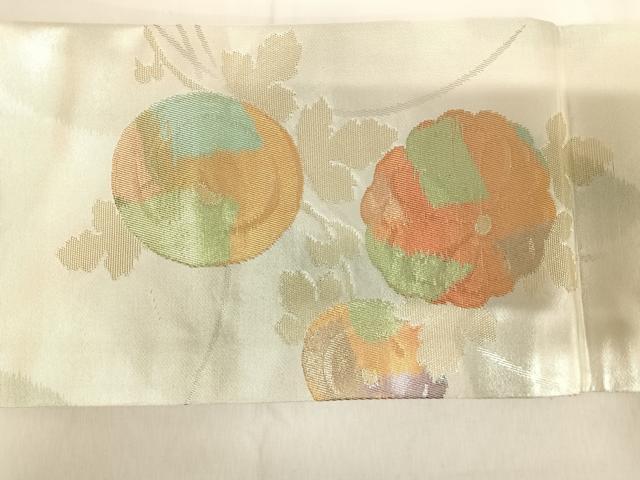 平和屋着物◎九寸名古屋帯 光琳菊 金銀糸 正絹 逸品 AABH0286yx