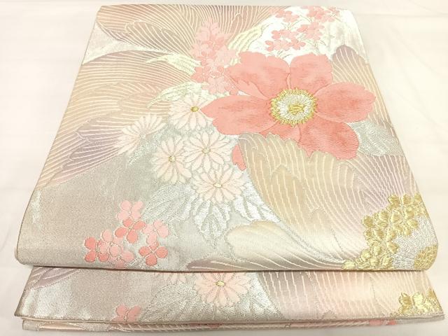 平和屋着物◎六通柄袋帯 唐織 花尽くし 金銀糸 正絹 逸品 AABH0287yx