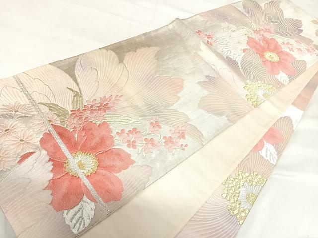 平和屋着物◎六通柄袋帯 唐織 花尽くし 金銀糸 正絹 逸品 AABH0287yx