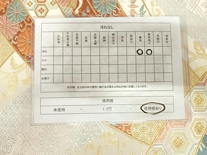 平和屋着物◎六通柄袋帯 唐織 吉祥花鳥文 金銀糸 正絹 逸品 AABH0289yx