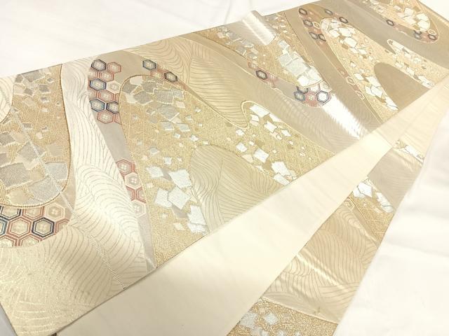 平和屋着物◎六通柄袋帯　流水文　金銀糸　正絹　逸品　AABH0300yx