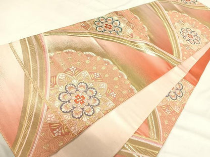 平和屋着物◎六通柄袋帯　唐織　花翔　金銀糸　正絹　逸品　AABH0308yx