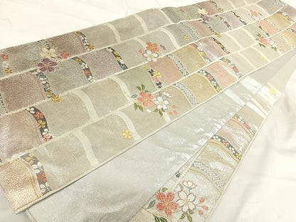 平和屋着物◎六通柄袋帯　唐織　かずら竹格子　金銀糸　正絹　逸品　AABH0322yx