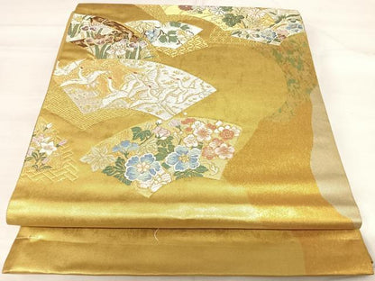 平和屋着物◎六通柄袋帯　唐織　美の吟撰　織の名宝　祝寿美芸絵文　金銀糸　正絹　逸品　AABH0325yx