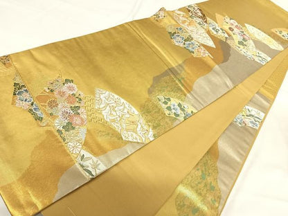 平和屋着物◎六通柄袋帯　唐織　美の吟撰　織の名宝　祝寿美芸絵文　金銀糸　正絹　逸品　AABH0325yx