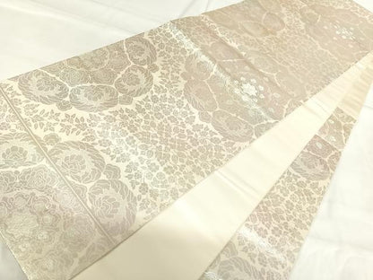 平和屋着物◎六通柄袋帯 正倉院花文 銀糸 やまと 正絹 逸品 AABH0328yx