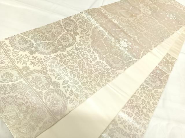 平和屋着物◎六通柄袋帯 正倉院花文 銀糸 やまと 正絹 逸品 AABH0328yx