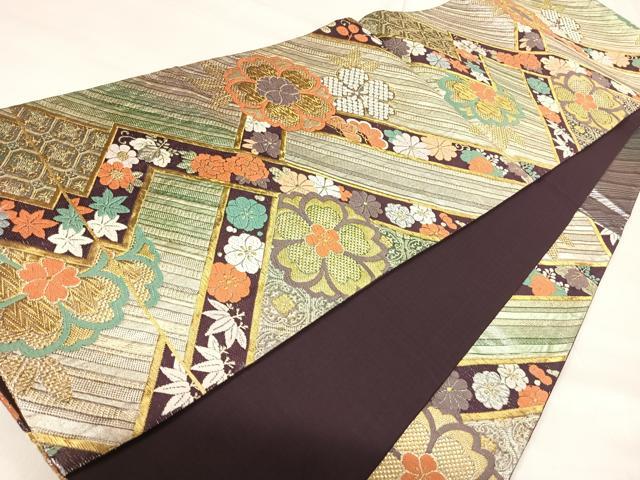 平和屋着物◎六通柄袋帯　唐織　草花文　金銀糸　正絹　逸品　AABH0333yx
