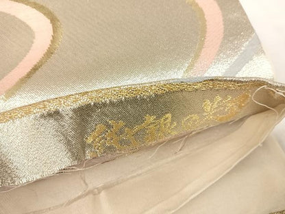 平和屋着物◎六通柄袋帯　唐織　流水花文　純銀の粋　正絹　逸品　AABH0338yx