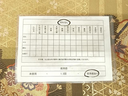 平和屋着物◎六通柄袋帯　唐織　雪輪花文　金糸　正絹　逸品　AABH0344yx