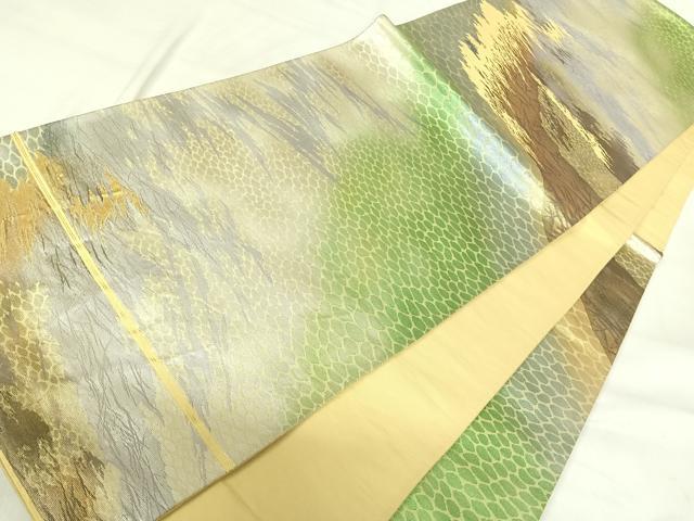 平和屋着物◎六通柄袋帯　石畳文様　金銀糸　正絹　逸品　AABH0345yx