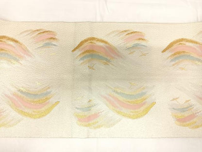 平和屋着物◎太鼓柄袋帯　喜鶴波　金銀糸　正絹　逸品　AABH0348yx