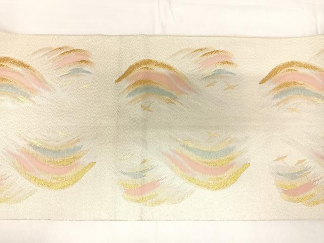 平和屋着物◎太鼓柄袋帯　喜鶴波　金銀糸　正絹　逸品　AABH0348yx