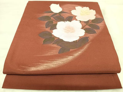 平和屋着物◎太鼓柄袋帯　草花文　正絹　逸品　AABH0352yx