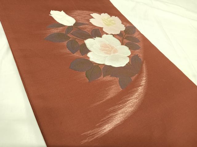 平和屋着物◎太鼓柄袋帯　草花文　正絹　逸品　AABH0352yx