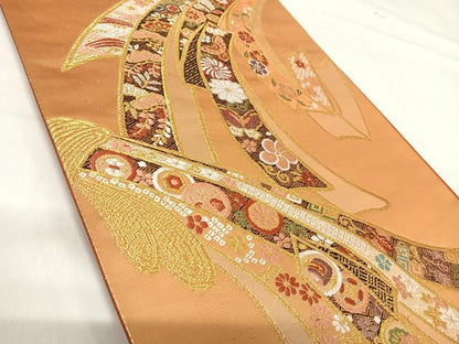 平和屋着物◎六通柄袋帯　唐織　桃山新古典　金糸　正絹　逸品　AABH0359yx