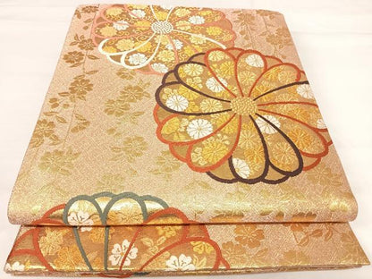 平和屋着物◎六通柄袋帯　唐織　花唐草文　金銀糸　正絹　逸品　AABH0360yx