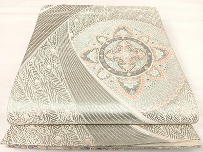 平和屋着物◎六通柄袋帯 唐織 正倉院花文 プラチナ箔二重織 正絹 逸品 AABH0367yx