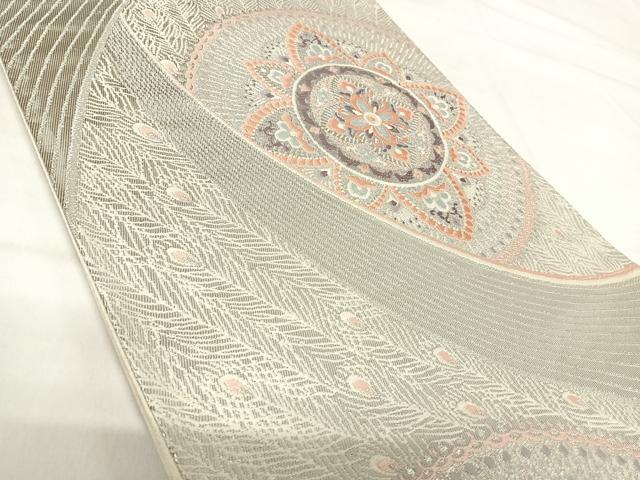 平和屋着物◎六通柄袋帯 唐織 正倉院花文 プラチナ箔二重織 正絹 逸品 AABH0367yx