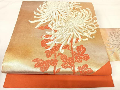平和屋着物◎九寸名古屋帯 唐織 乱菊 金銀糸 正絹 逸品 AABH0373yx
