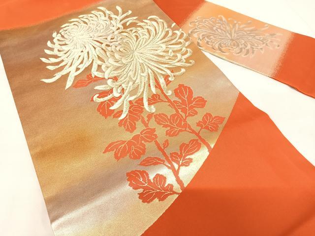 平和屋着物◎九寸名古屋帯 唐織 乱菊 金銀糸 正絹 逸品 AABH0373yx