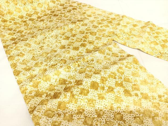 平和屋着物◎九寸名古屋帯 絞り 菱文 正絹 逸品 AABH0374yx