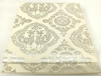 平和屋着物◎六通柄 本袋帯 花鳥文 純箔引 正絹 逸品 AABH0376yx