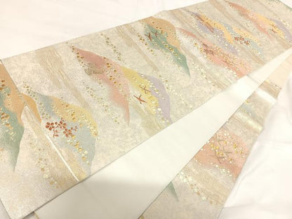 平和屋着物◎六通柄袋帯 玉かずら 錦彩宝仙文 金銀糸 正絹 逸品 AABH0381yx