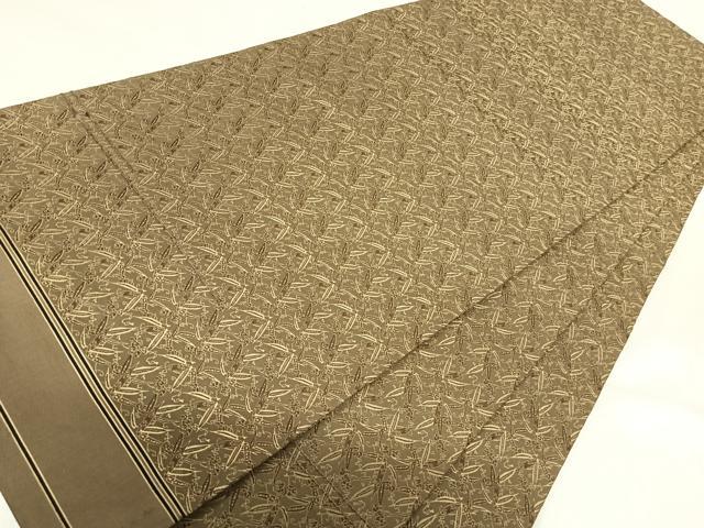 平和屋着物◎アンティーク　大正ロマン　丸帯　笹の葉文　正絹　逸品　AABH0388yx