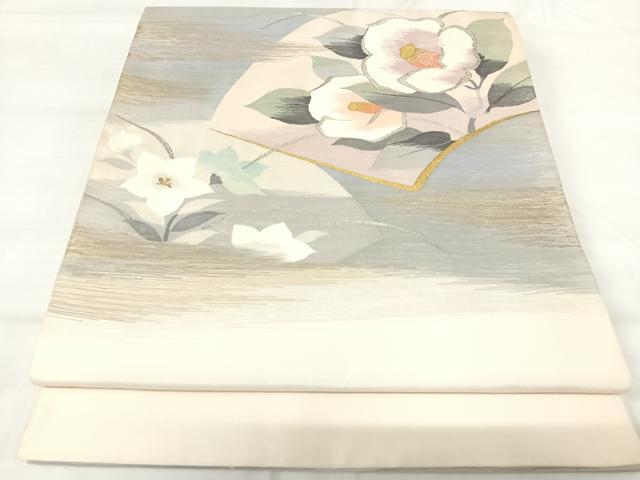 平和屋着物◎太鼓柄袋帯　地紙花文　金銀糸　正絹　逸品　AABH0390yx