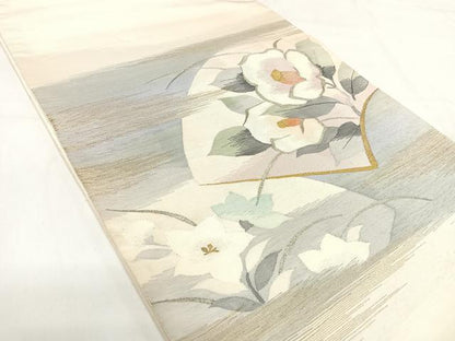 平和屋着物◎太鼓柄袋帯　地紙花文　金銀糸　正絹　逸品　AABH0390yx