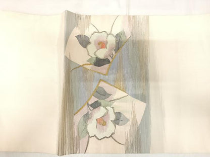 平和屋着物◎太鼓柄袋帯　地紙花文　金銀糸　正絹　逸品　AABH0390yx