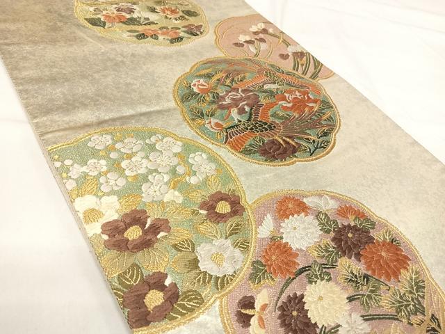 平和屋着物◎六通柄袋帯　唐織　鳳凰花文　金糸　正絹　逸品　AABH0391yx