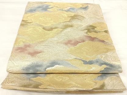 平和屋着物◎六通柄 京本袋帯 唐織 立波文 金銀糸 正絹 逸品 AABH0393yx