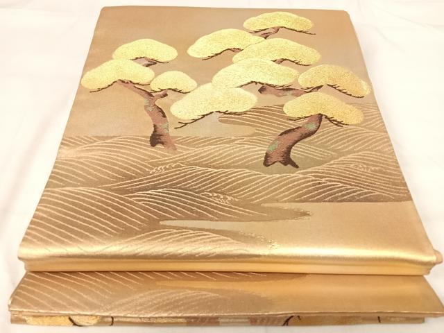 平和屋着物◎太鼓柄袋帯　唐織　浜松文　金糸　正絹　逸品　AABH0394yx