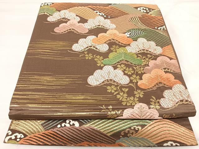 平和屋着物◎六通柄袋帯　唐織　浜松文　金糸　正絹　逸品　AABH0396yx