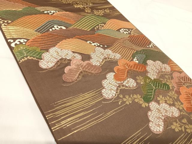 平和屋着物◎六通柄袋帯　唐織　浜松文　金糸　正絹　逸品　AABH0396yx