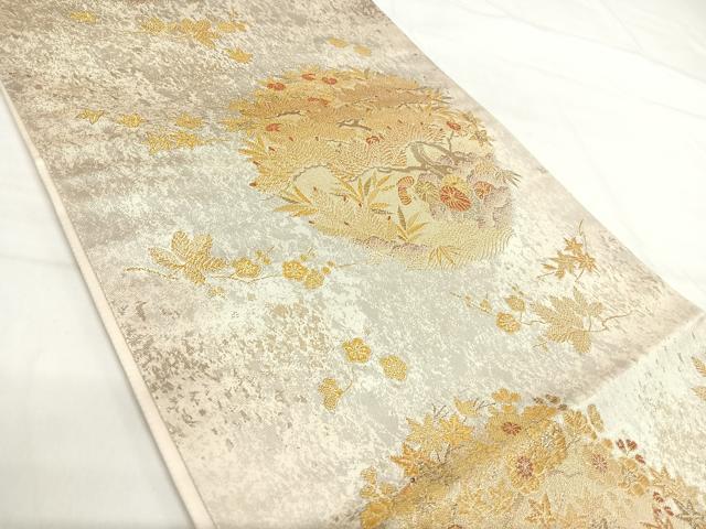 平和屋着物◎六通柄袋帯　橘松梅蒔絵文　金銀糸　正絹　逸品　AABH0397yx 平和屋着物◎六通柄袋帯 橘松梅蒔絵文 金銀糸 正絹