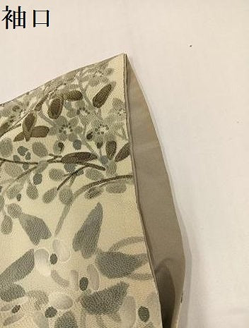 平和屋着物●上質な小紋　手描き　草花文　鬼しぼ縮緬　正絹　逸品　AABH0401ph