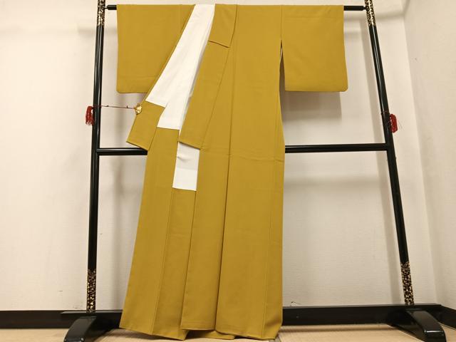 平和屋着物●上質な色無地　桑茶色　正絹　逸品　AABH0403ph