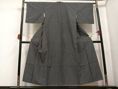 平和屋着物●上質な紬　格子　正絹　逸品　未使用　AABH0404ph