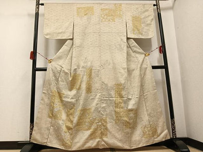 平和屋着物●訪問着　駒刺繍　草花文　金銀彩　高島屋扱い　正絹　逸品　AABH0405ph