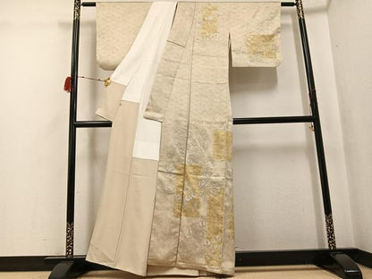 平和屋着物●訪問着　駒刺繍　草花文　金銀彩　高島屋扱い　正絹　逸品　AABH0405ph