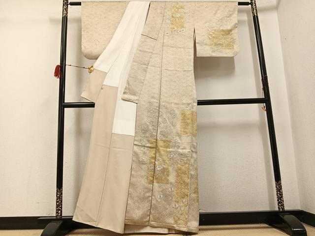 平和屋着物●訪問着　駒刺繍　草花文　金銀彩　高島屋扱い　正絹　逸品　AABH0405ph