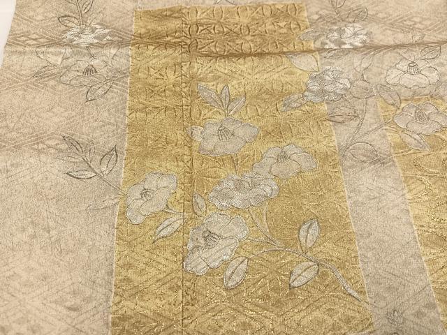 平和屋着物●訪問着　駒刺繍　草花文　金銀彩　高島屋扱い　正絹　逸品　AABH0405ph
