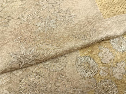 平和屋着物●訪問着　駒刺繍　草花文　金銀彩　高島屋扱い　正絹　逸品　AABH0405ph