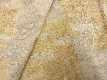 平和屋着物●訪問着　駒刺繍　草花文　金銀彩　高島屋扱い　正絹　逸品　AABH0405ph