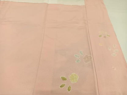 平和屋着物●訪問着　絞り　刺繍　草花文　金彩　正絹　逸品　AABH0406ph